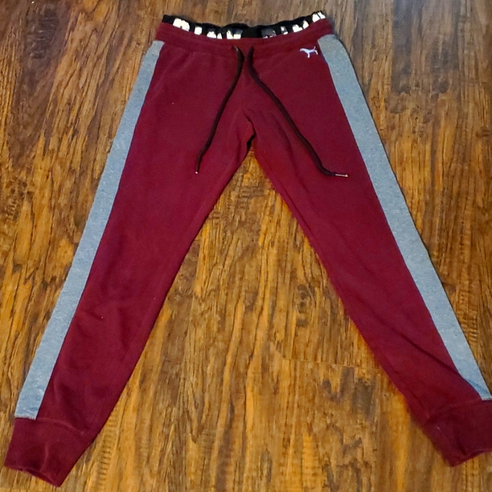 Pink brand burgundy/grey size small joggers.